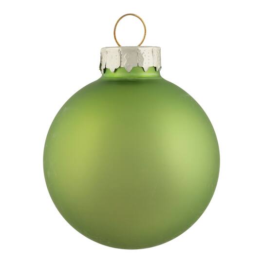 10ct. 2" Grass Green 2-Finish Glass Ball Ornaments